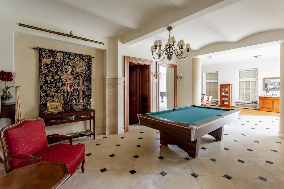 Billiard table in a mansion in the city of Lodz in Poland