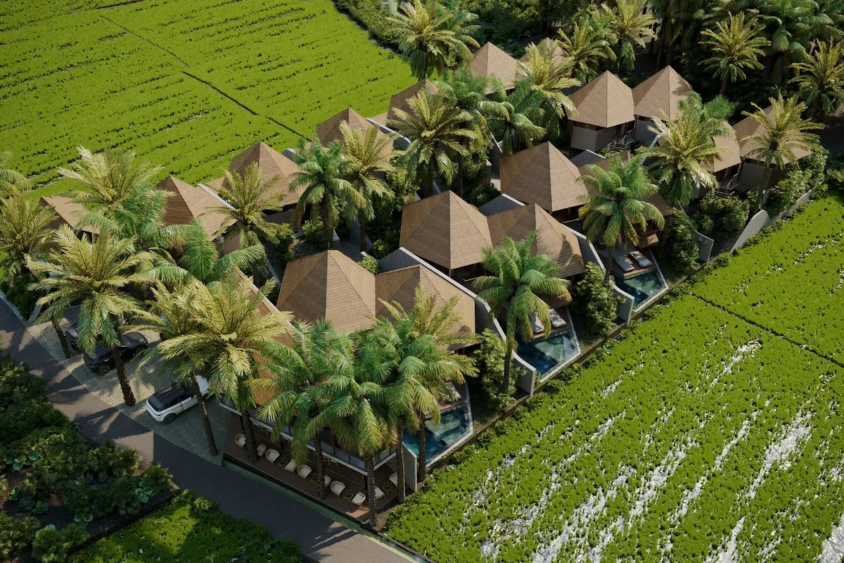 a unique complex of 10 villas in the heart of Bali