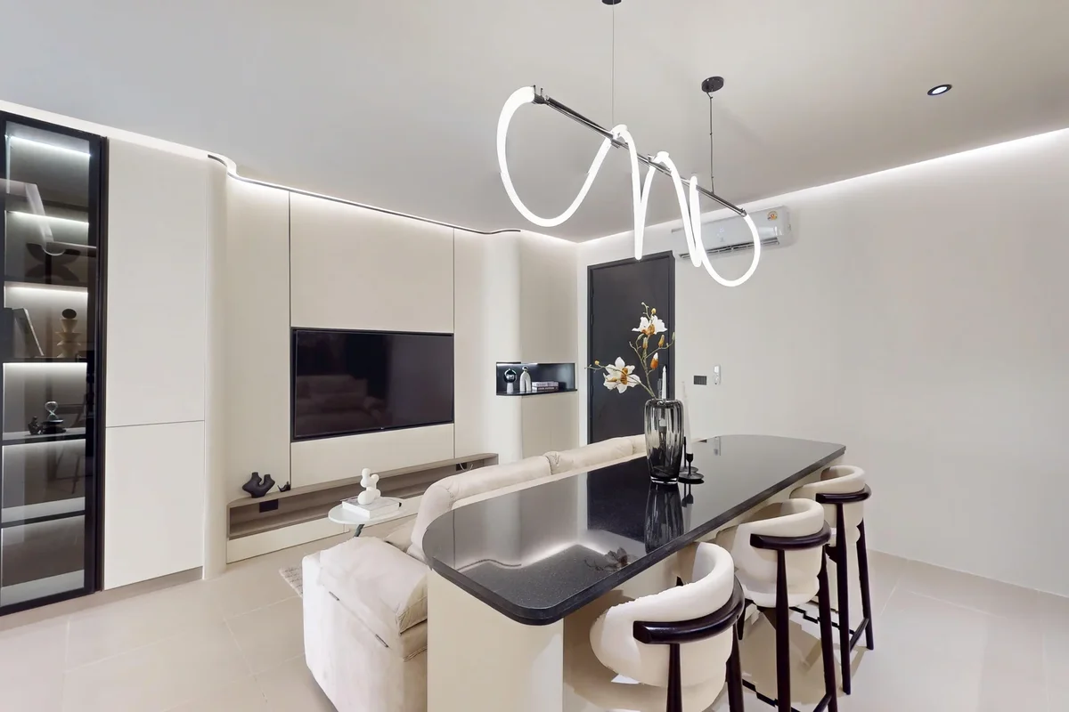 living room and kitchen