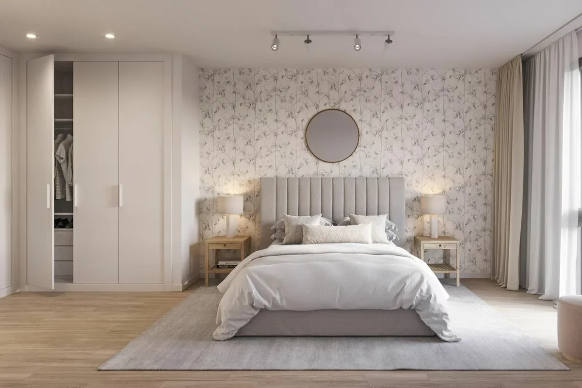 light-coloured bedroom