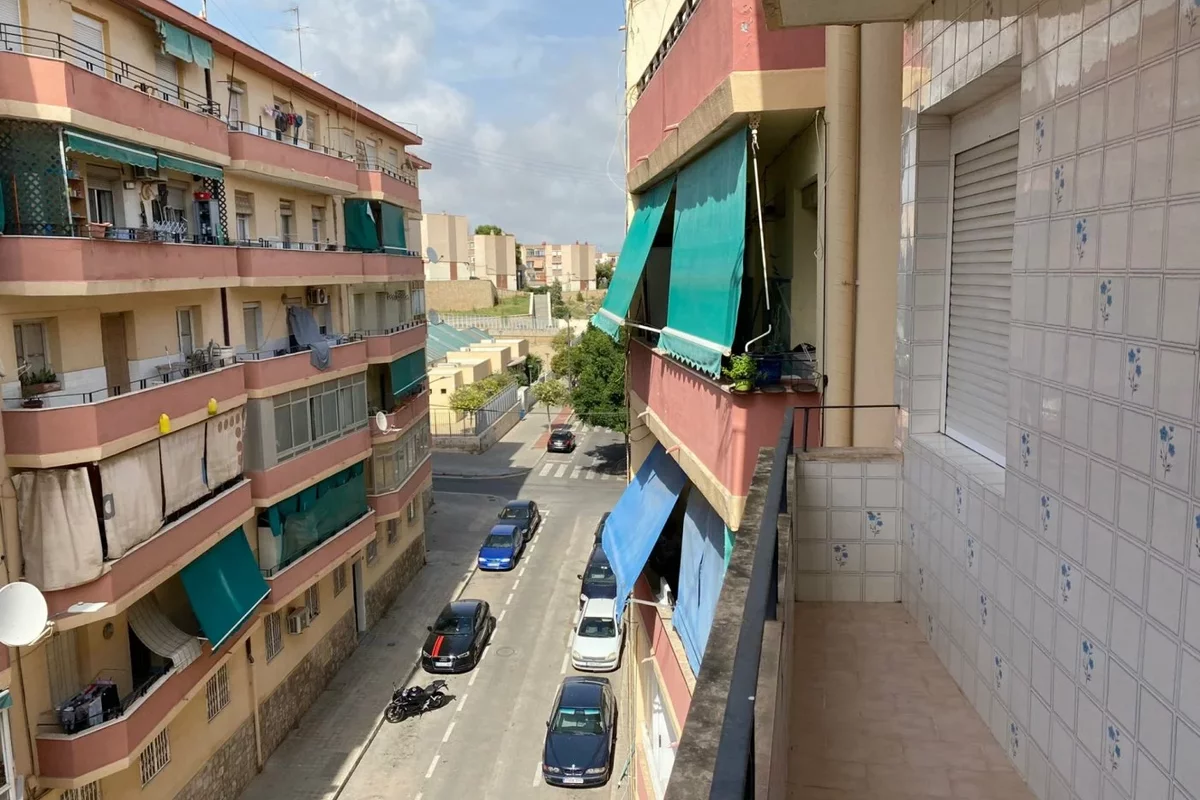 View from the balcony of a flat in Spain to the street