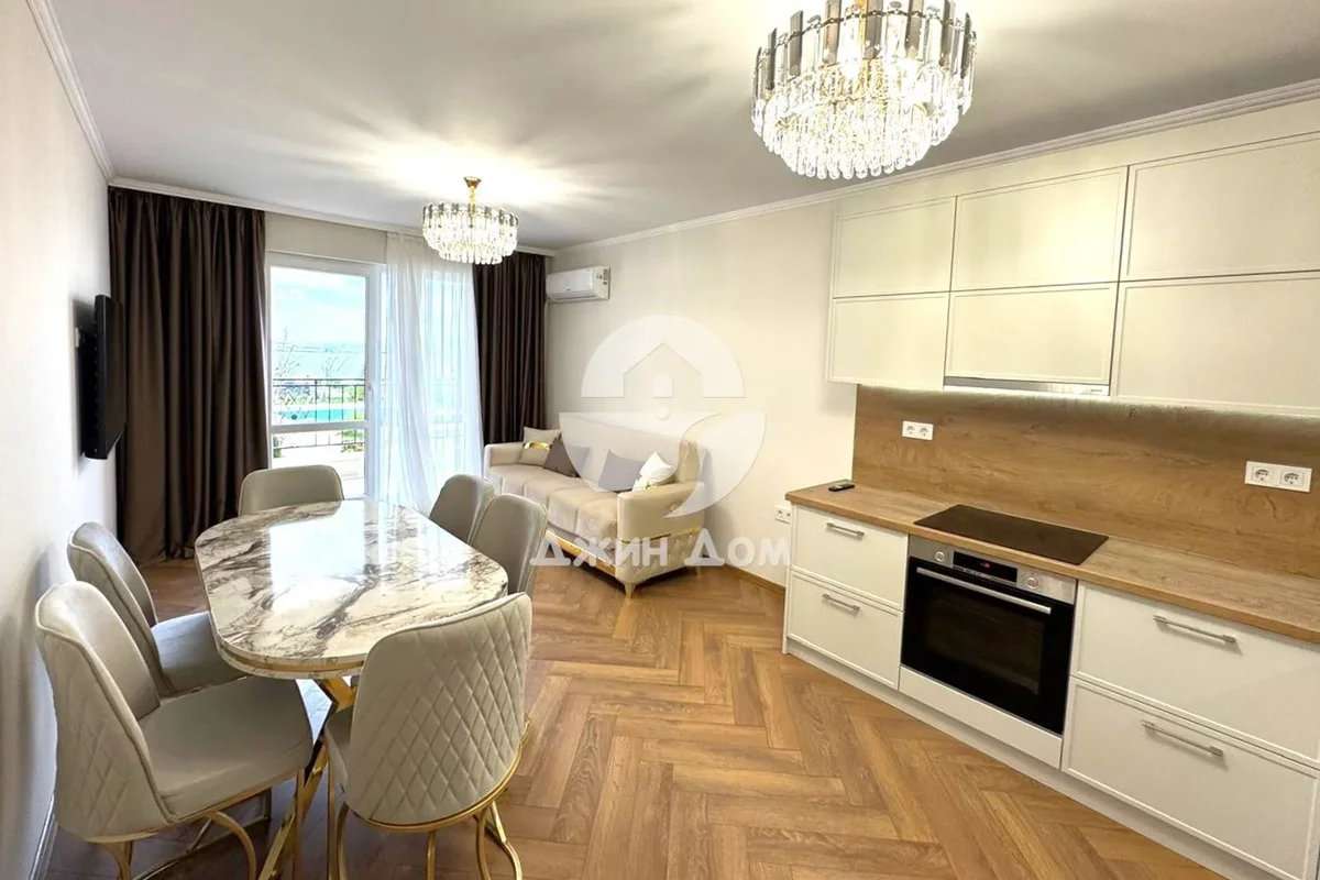 living room with kitchen