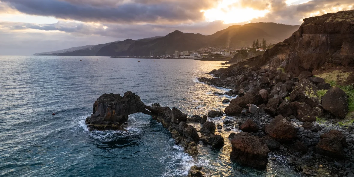 Elephant Rock in Madeira, Portugal at sunset