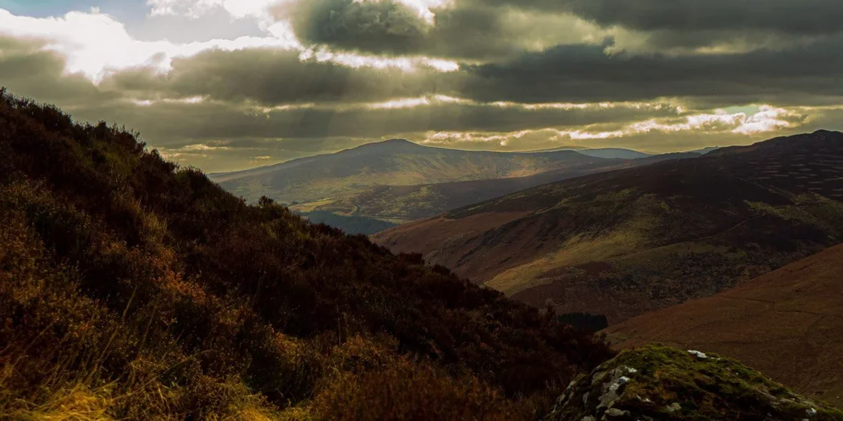 View of the mountains in cloudy weather