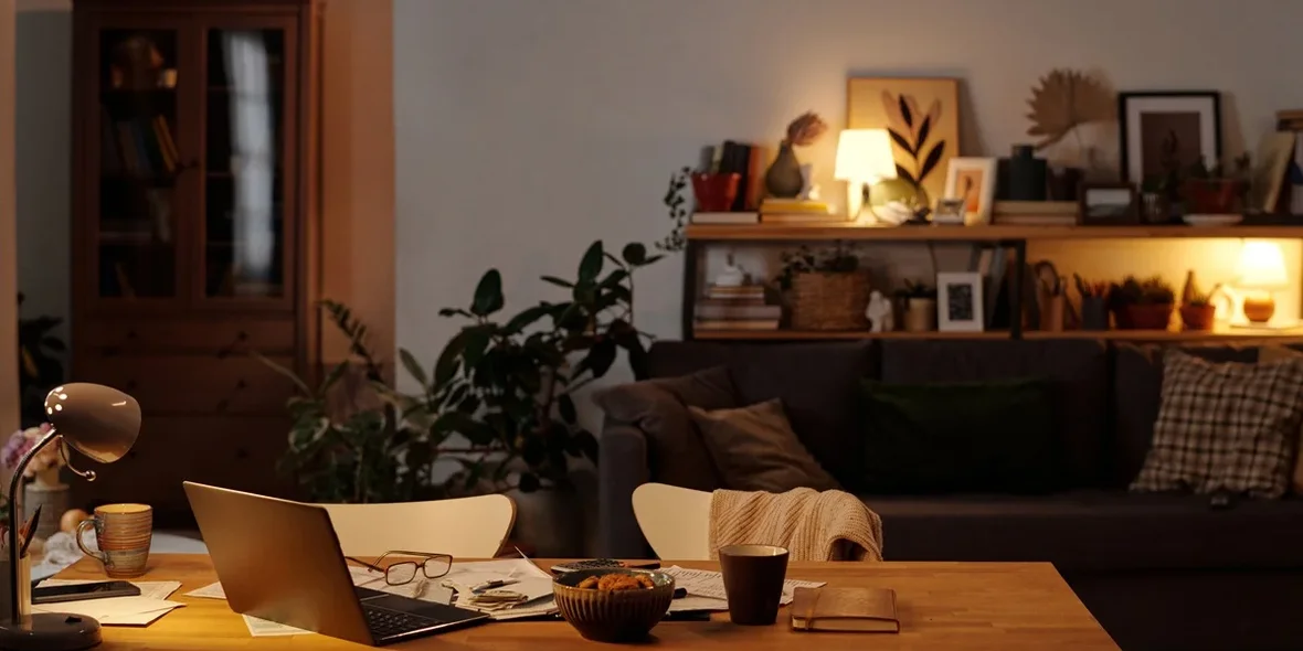 Cosy room with spot lighting
