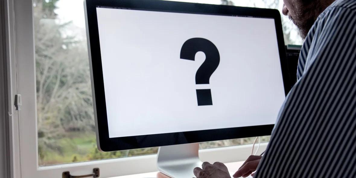 Question mark on computer screen