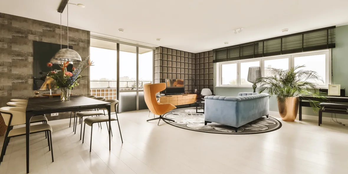 Beautiful interior design, living room with modern furniture