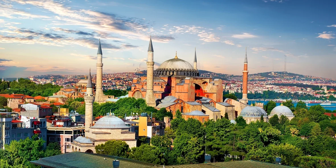 View of the Cathedral and buildings in Turkey