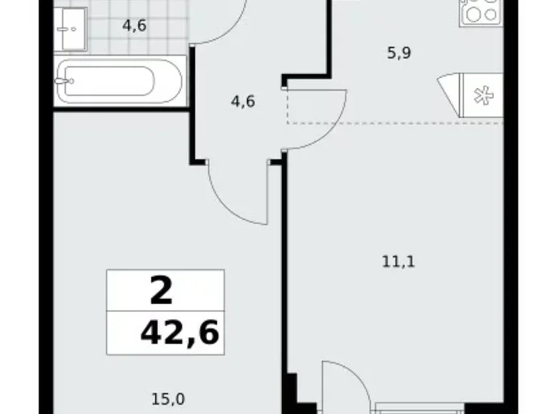 Apartamento 2 habitaciones 43 m² Kommunarka, Rusia