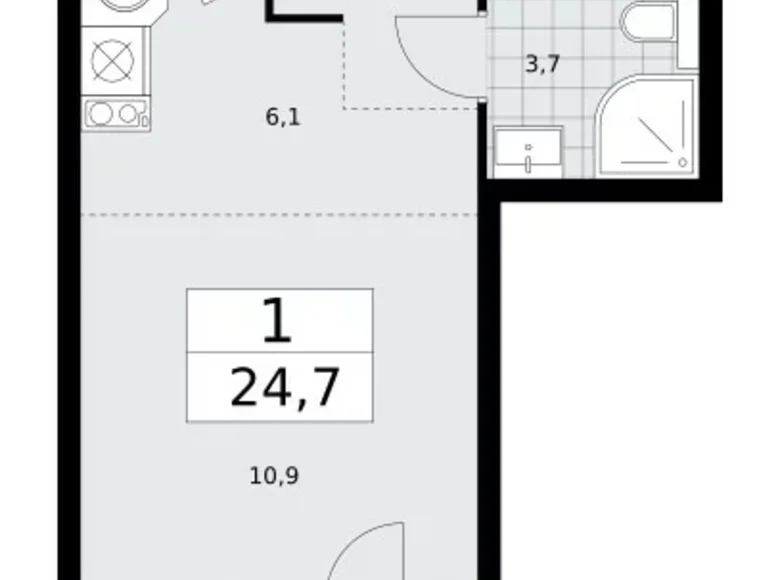 Apartamento 1 habitación 25 m² Kommunarka, Rusia