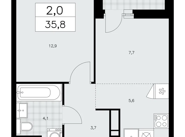 Appartement 2 chambres 36 m² Kommunarka, Russie