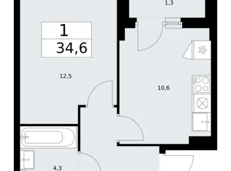 Wohnung 1 zimmer 35 m² Troizk, Russland