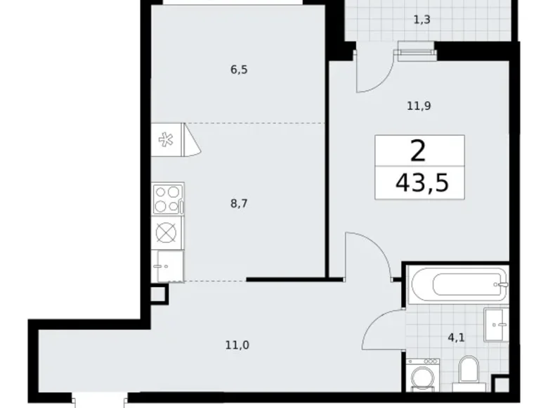 Mieszkanie 2 pokoi 44 m² Wnukowo, Rosja
