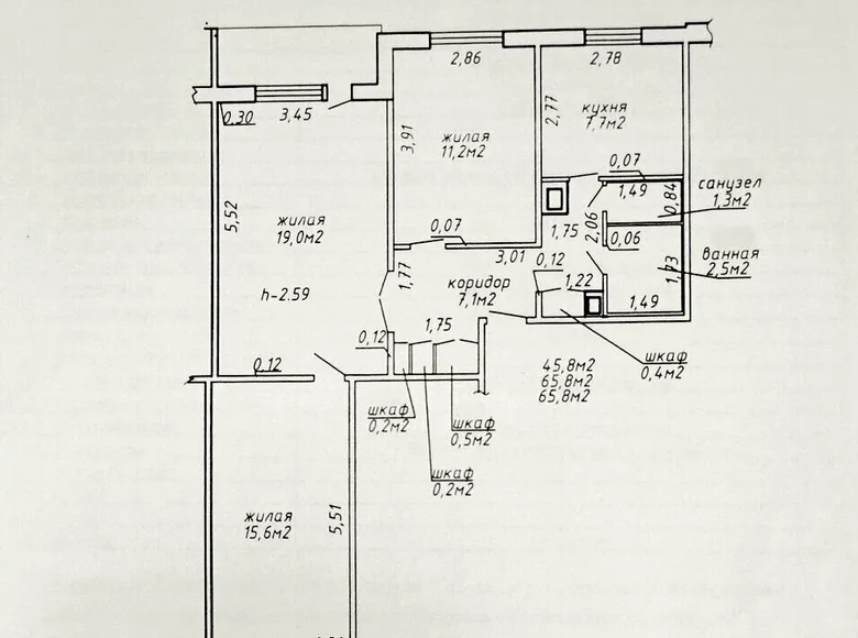 Wohnung 66 m² Homel, Belarus