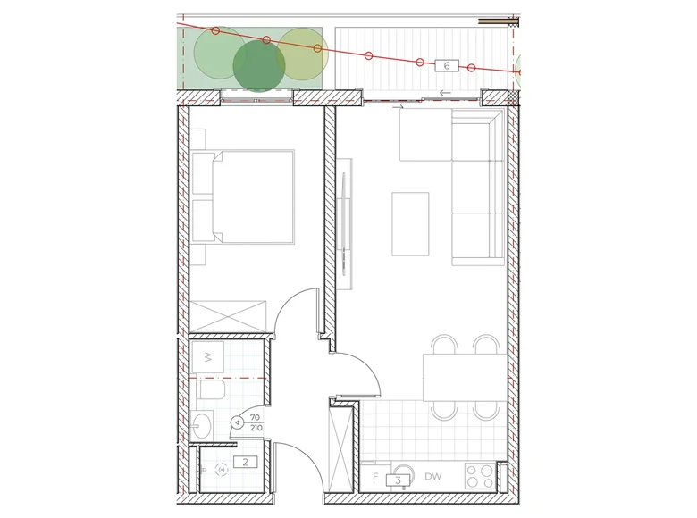 Квартира 1 комната 46 м² Boreti, Черногория