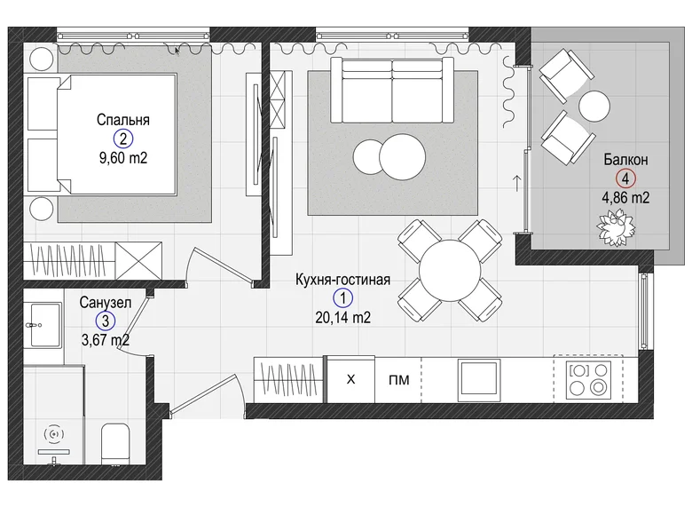 Appartement 1 chambre 43 m² Gazipasa, Turquie