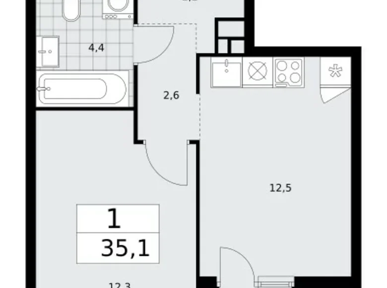 Apartamento 1 habitación 35 m² Kommunarka, Rusia