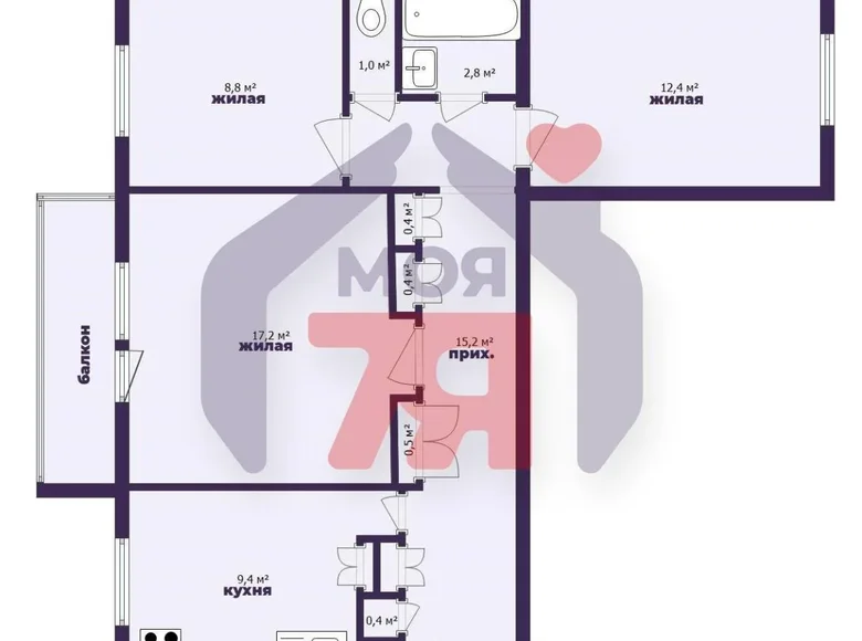 Appartement 3 chambres 69 m² Borissov, Bélarus