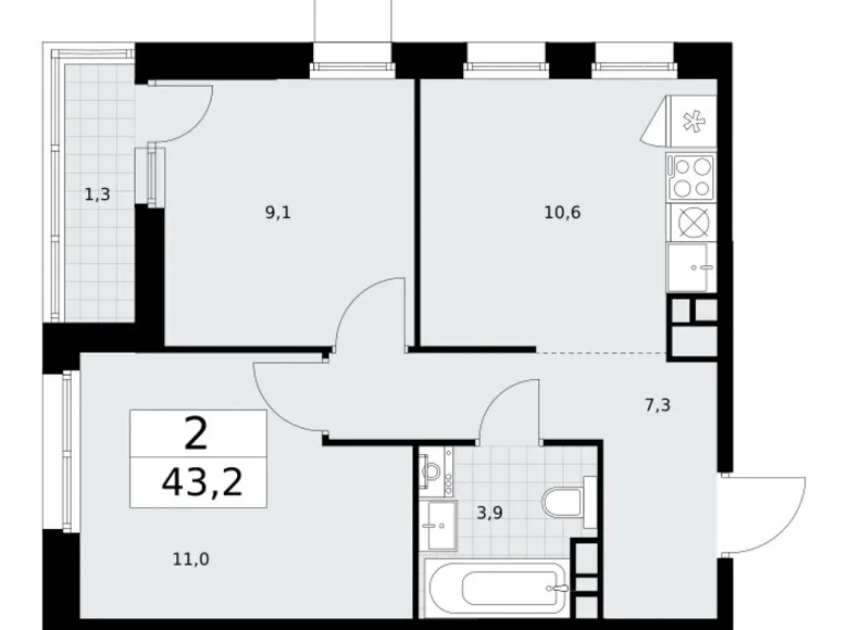 Apartamento 2 habitaciones 43 m² Vnukovo, Rusia