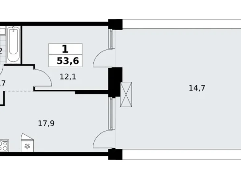 1 room apartment 54 m² Kommunarka, Russia