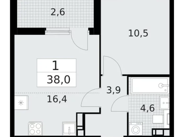Apartamento 1 habitación 38 m² Krasnoye Selo, Rusia