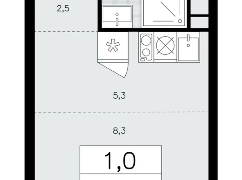 Apartamento 1 habitación 21 m² Kommunarka, Rusia