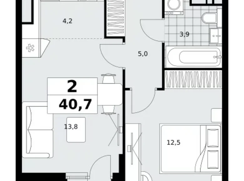 Wohnung 2 zimmer 41 m² Kommunarka, Russland