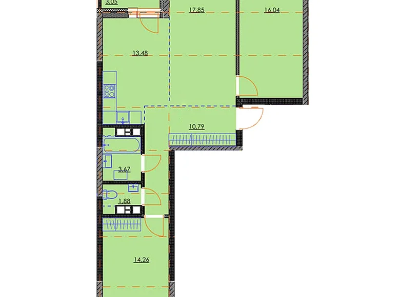 3 room apartment 81 m² Minsk, Belarus