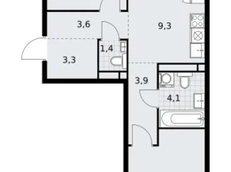 3 room apartment 59 m² Vnukovo, Russia
