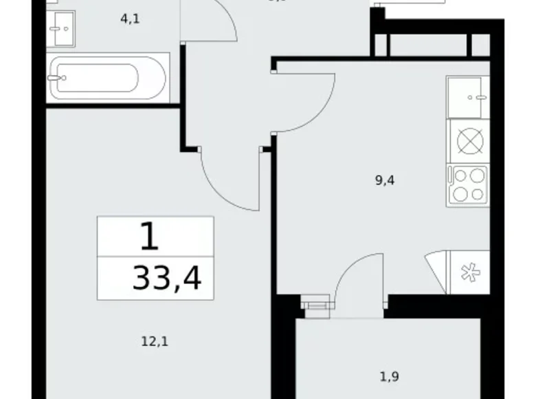 Appartement 1 chambre 33 m² Kommunarka, Russie