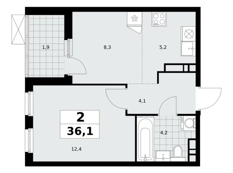 Квартира 2 комнаты 36 м² район Коммунарка, Россия
