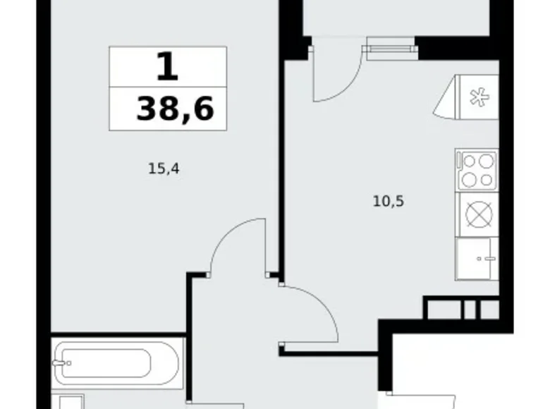 1 room apartment 39 m² Kommunarka, Russia