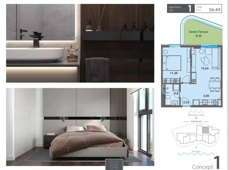 Appartement 2 chambres 45 m² Becici, Monténégro
