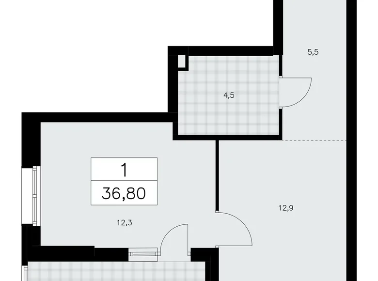 1 room apartment 37 m² Krasnoye Selo, Russia