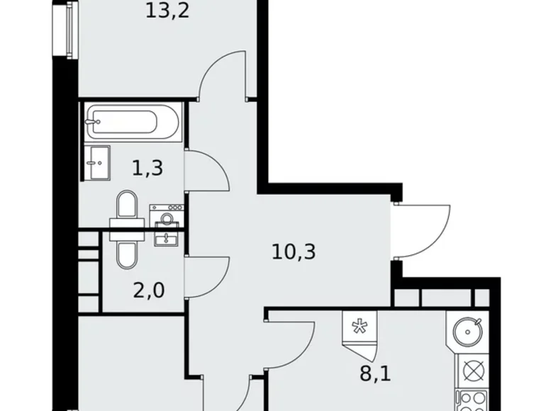 3 room apartment 63 m² Kommunarka, Russia