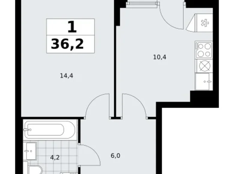 Wohnung 1 zimmer 36 m² Troizk, Russland