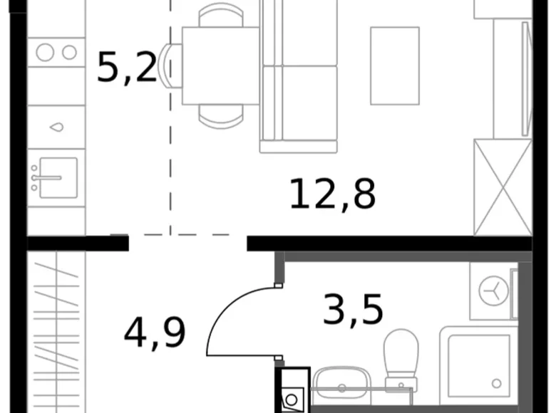 Студия 1 комната 26 м² Ленинский городской округ, Россия