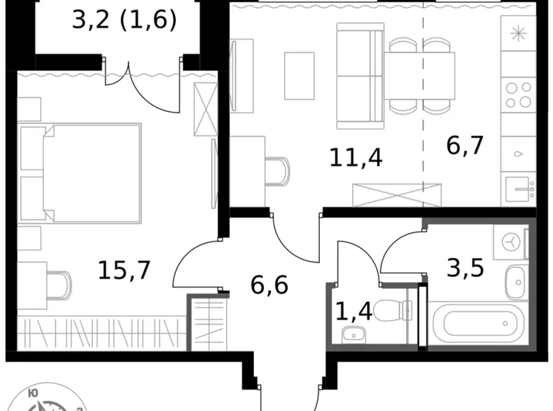 Квартира 2 комнаты 47 м² Ленинский городской округ, Россия