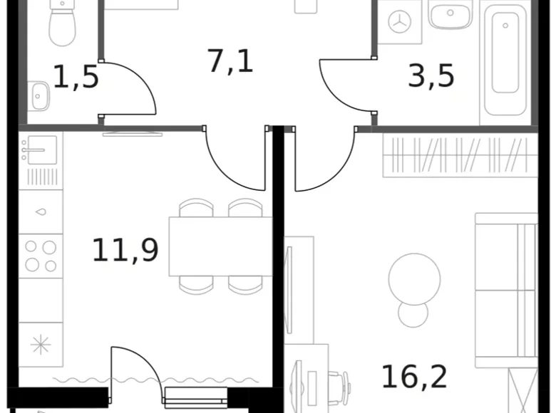 Mieszkanie 1 pokój 42 m² Moskwa, Rosja