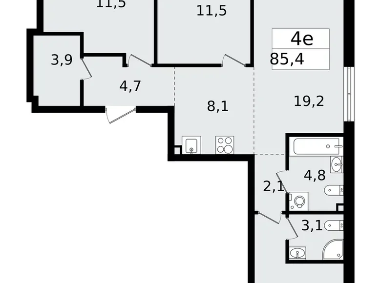 4 room apartment 85 m² Vsevolozhsk, Russia