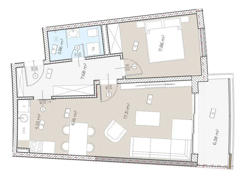 1 room apartment 57 m² Boreti, Montenegro