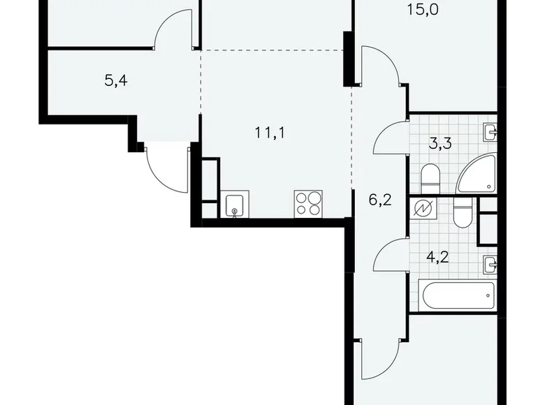 Mieszkanie 4 pokoi 81 m² Moskwa, Rosja
