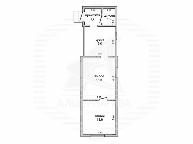 Mieszkanie 2 pokoi 37 m² Muchaviecki sielski Saviet, Białoruś