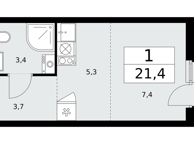 1 room apartment 21 m² Kommunarka, Russia
