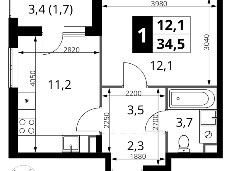Appartement 1 chambre 35 m² Khimki, Russie