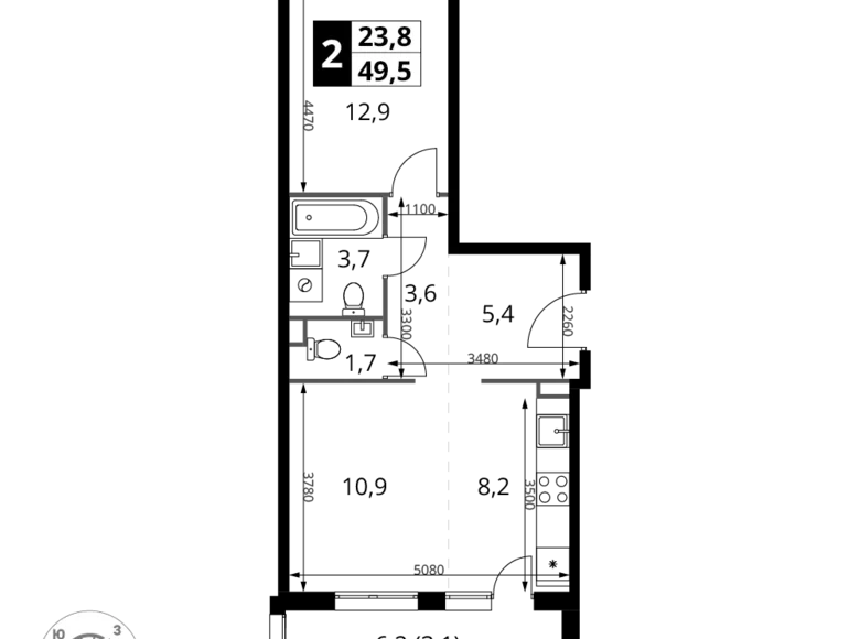 Квартира 2 комнаты 50 м² Химки, Россия