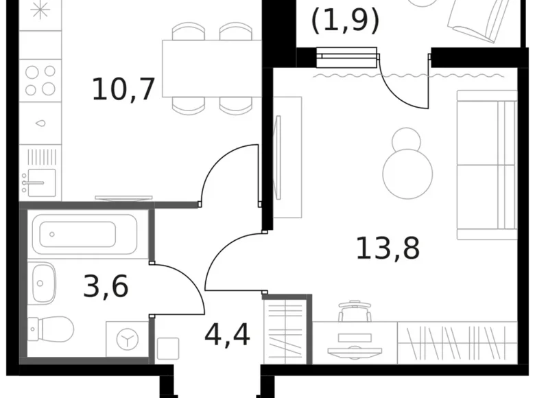 Appartement 1 chambre 34 m² Moscou, Russie