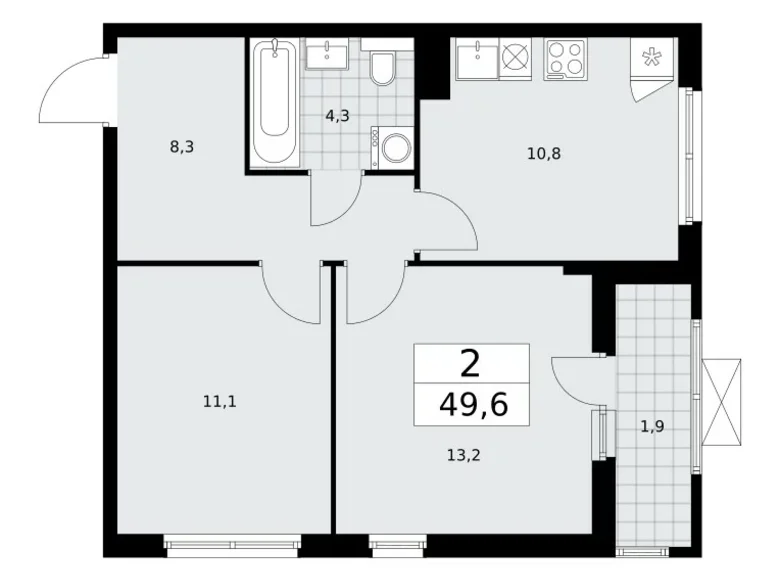 Квартира 2 комнаты 50 м² район Коммунарка, Россия