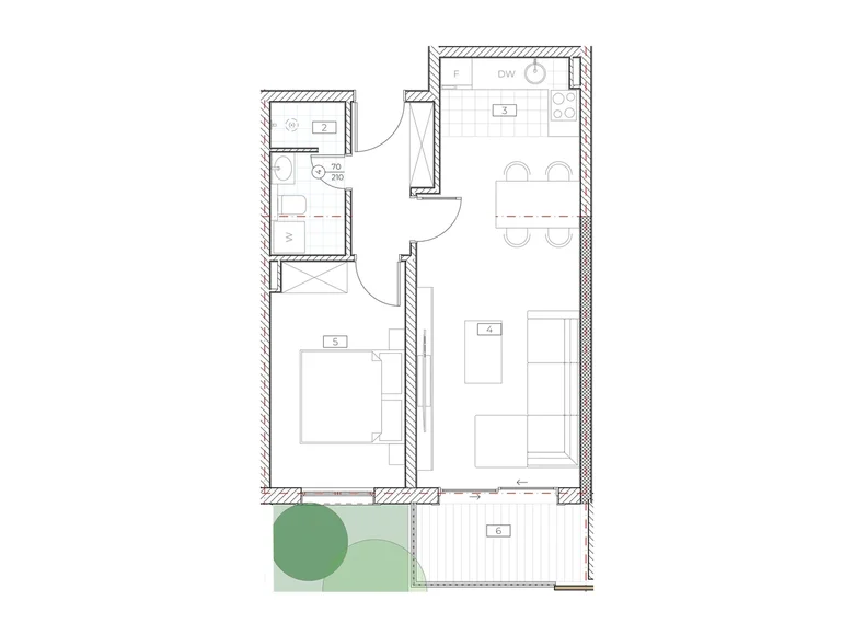 Квартира 1 комната 48 м² Boreti, Черногория