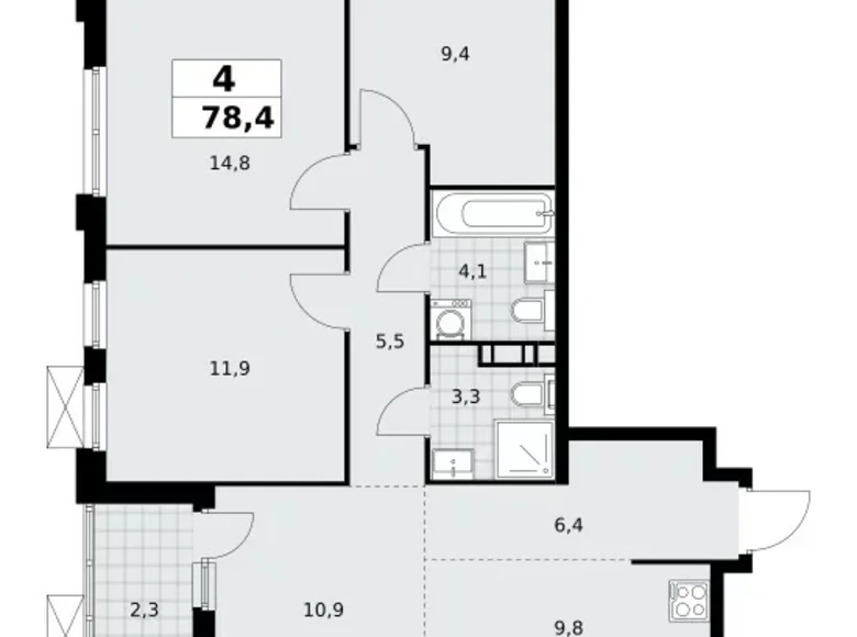 Квартира 4 комнаты 78 м² район Коммунарка, Россия
